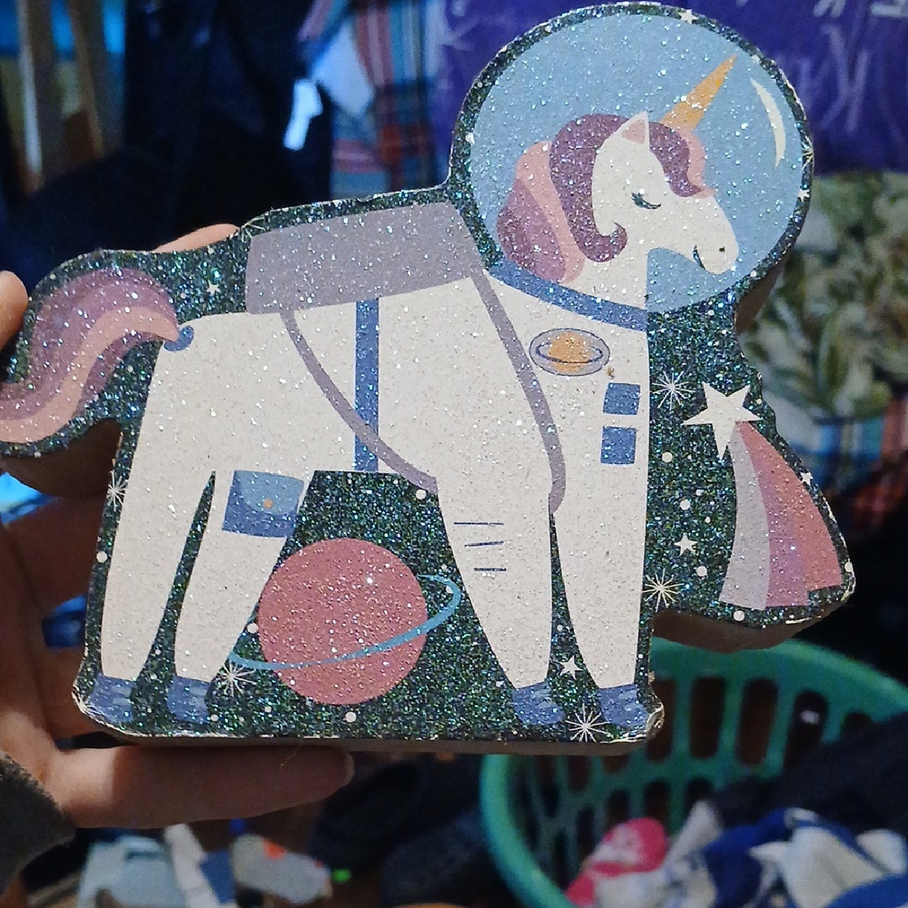 Glittery Unicorn Astronaut Decor